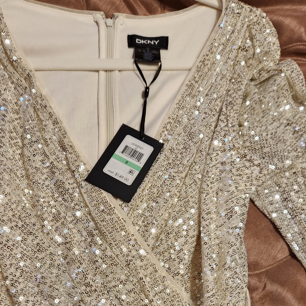 DKNY white Sequin Dress Size 8